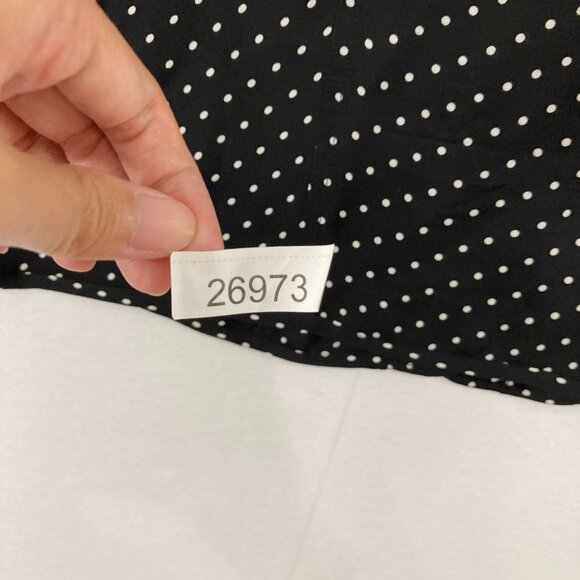 Chico's Blouse sz Large/2 Black White Polka Dot Pure Silk Long Sleeve Button Up - Picture 9 of 9